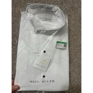 NWT Neil Allyn Tuxedo Shirt Mens S 32/33 White Laydown Collar Pleated
